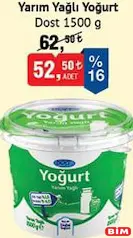 DOST YARIM YAĞLI YOĞURT 1500 G